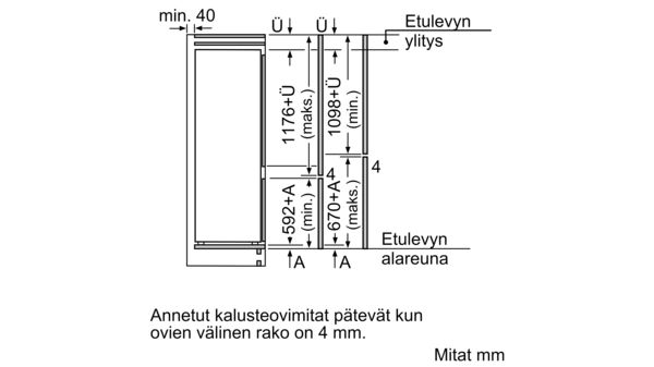 Serie 4 Kalustepeitteinen jääkaappipakastin 177.2 x 54.1 cm KIV87VS30 KIV87VS30-9
