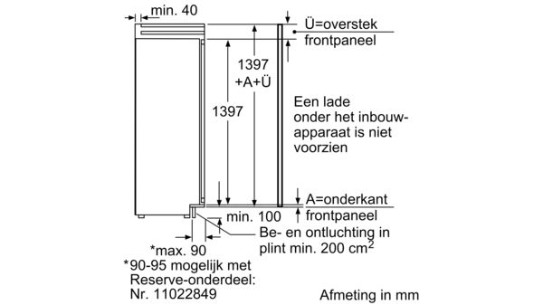 Serie | 8 Inbouw vriezer 139.7 x 55.6 cm GIN25P60 GIN25P60-6