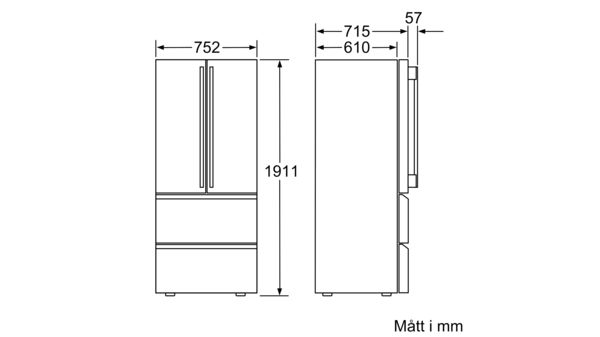 Serie | 8 French door kyl/frys, 3 dörrar 191.1 x 75.2 cm Rostfritt stål med EasyClean KMF40AI20 KMF40AI20-8