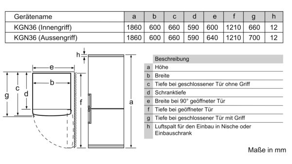 Serie | 2 Freistehende Kühl-Gefrier-Kombination mit Gefrierbereich unten 186 x 60 cm Edelstahl-Optik KGN36NL30 KGN36NL30-10
