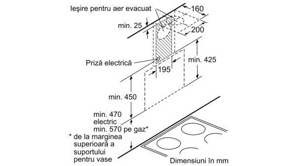 Serie | 2 Hotă decorativă de perete 60 cm clear glass black printed DWK065G60 DWK065G60-6