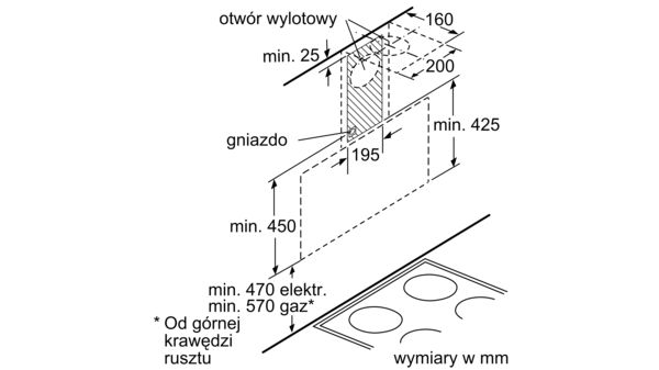 Serie 2 Okap naścienny 90 cm Białe szkło DWK095G20 DWK095G20-6