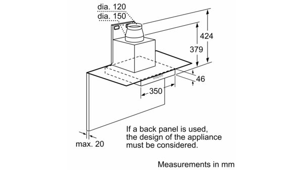 Wall-mounted cooker hood 70 cm clear glass DWA07W450B DWA07W450B-3