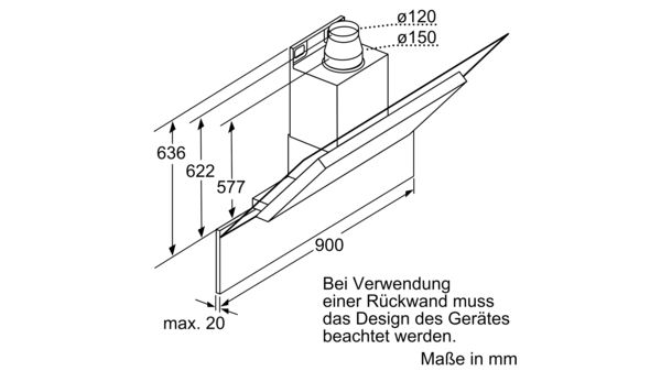 Glasscheibe Vulkan Schwarz Schräg-Essen-Design Wandesse, 90 cm DWK09E860 DWK09E860-11