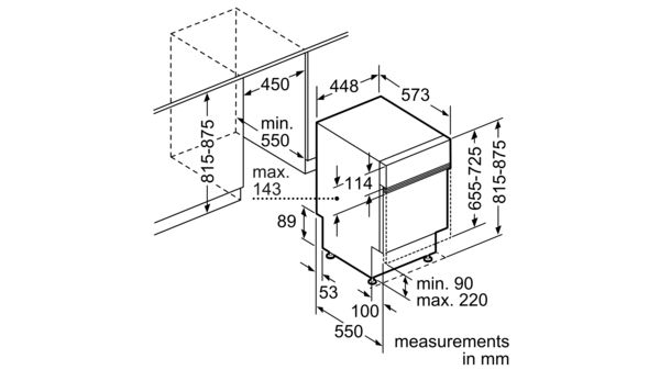 integrated dishwasher size