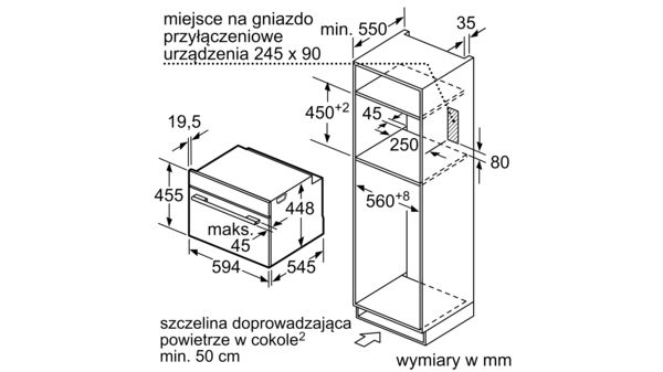 Seria 8 Kuchenka mikrofalowa do zabudowy 60 x 45 cm Stal szlachetna CFA634GS1 CFA634GS1-3