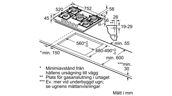iQ500 Gashäll 75 cm Härdat glas, Svart EP7A6QB20 EP7A6QB20-9