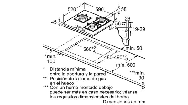 Serie 4 Placa de gas 60 cm Vidrio templado, Negro PNC6B6B90 PNC6B6B90-2
