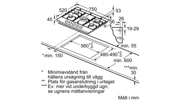 Serie 4 Gashäll 75 cm Rostfritt stål PGQ7B5B90 PGQ7B5B90-8