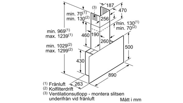 iQ500 Vägghängd köksfläkt 90 cm Klarglas med svart tryck, Svart LC97FLR61S LC97FLR61S-8