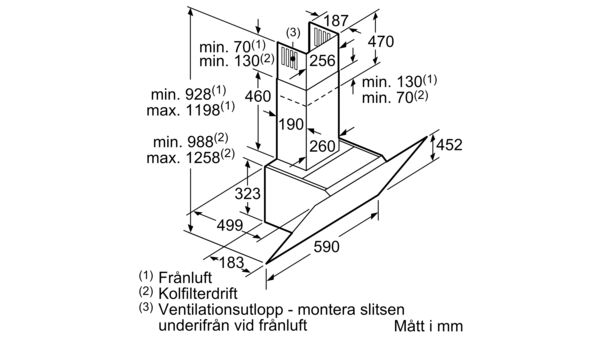 iQ300 Vägghängd köksfläkt 60 cm Klarglas med svart tryck, Svart LC67KGM60 LC67KGM60-9
