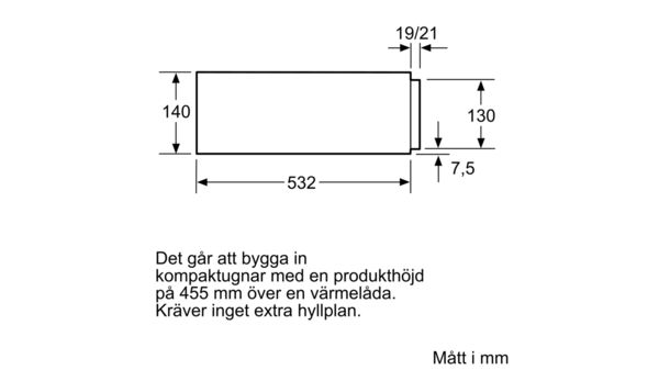 N 70 Vakuumlåda för inbyggnad 60 x 14 cm Grafitgrå N17XH10G0 N17XH10G0-5