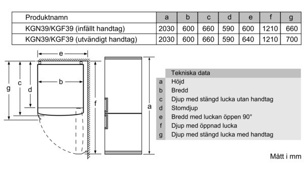 Serie | 4 Variostyle basic appliance without colored door 203 x 60 cm KGN39IJ3A KGN39IJ3A-26