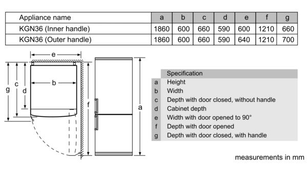 Series 2 Freestanding Fridge-freezer (Bottom freezer) 186 x 60 cm Inox-look KGN36NL30Z KGN36NL30Z-7