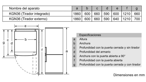 Serie 4 Frigorífico combinado de libre instalación 186 x 60 cm Acabado acero inoxidable KGN36XLER KGN36XLER-7