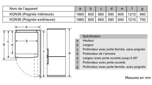 Série 4 Réfrigérateur VarioStyle sans façade installée 186 x 60 cm KGN36IJEB KGN36IJEB-8