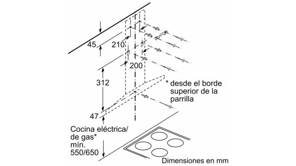 Serie 4 Campana decorativa de pared 60 cm Acero inoxidable DWQ66DM50 DWQ66DM50-7