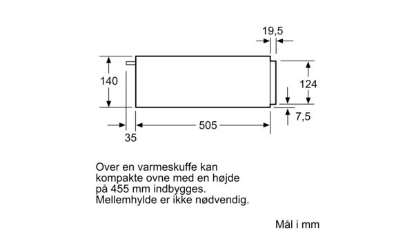 Serie 6 Varmeskuffe til indbyg 60 x 14 cm Rustfrit stål BIC510NS0 BIC510NS0-5