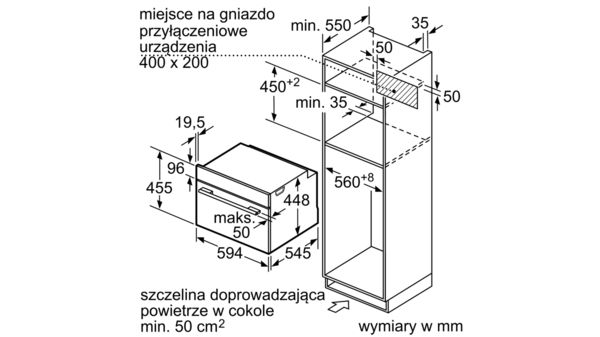 Serie 6 Kompaktowa kuchenka mikrofalowa do zabudowy z funkcją pary 60 x 45 cm Stal szlachetna COA565GS0 COA565GS0-7