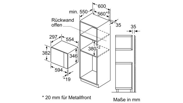 Serie | 6 Einbau-Mikrowellengerät Breite 60 cm, Weiß BFL524MW0 BFL524MW0-8