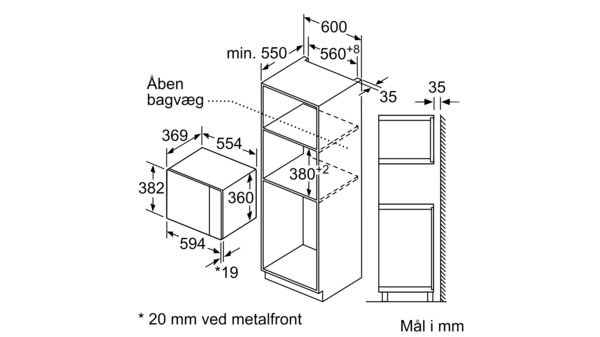 iQ500 Mikroovn til indbygning 59 x 38 cm Hvid BF555LMW0 BF555LMW0-5