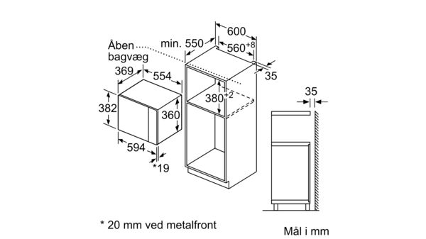 iQ500 Mikroovn til indbygning 59 x 38 cm Hvid BF555LMW0 BF555LMW0-6