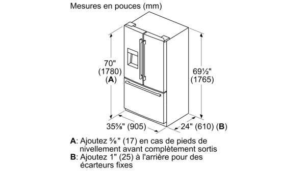 Série 500 Réfrigérateur à portes françaises congélateur en bas 36'' Acier inoxydable noir B36CD50SNB B36CD50SNB-20