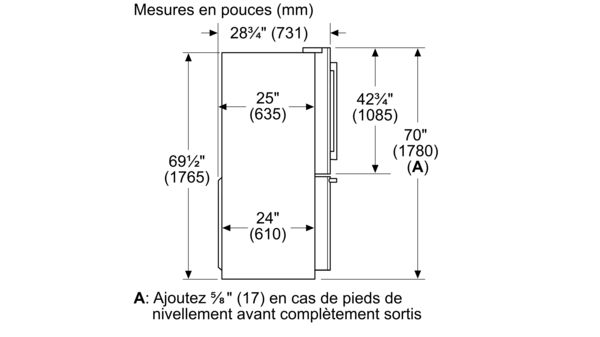 Série 500 Réfrigérateur à portes françaises congélateur en bas 36'' Acier inoxydable facile à nettoyer B36CD50SNS B36CD50SNS-36