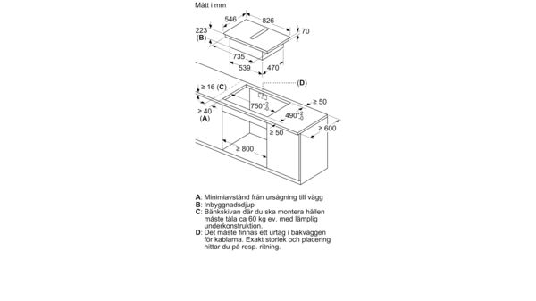 N 90 Induktionshäll med inbyggd fläkt 80 cm med ram T58TL6EN2 T58TL6EN2-8