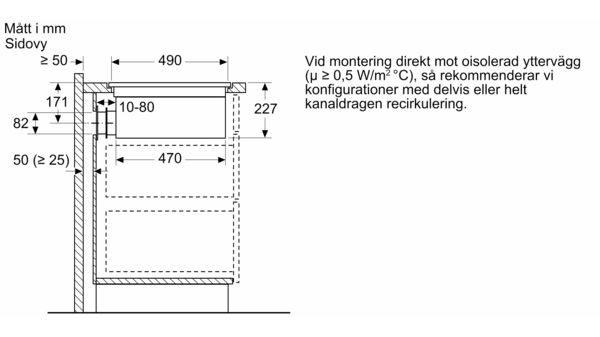 N 90 Induktionshäll med inbyggd fläkt 80 cm planmontering T58PL6EX2 T58PL6EX2-24