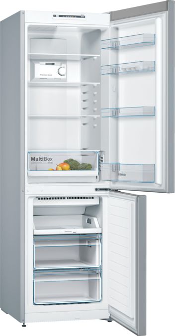Serie 2 Szabadonálló, alulfagyasztós hűtő-fagyasztó kombináció 186 x 60 cm Szálcsiszolt acél színű KGN36NLEA KGN36NLEA-2