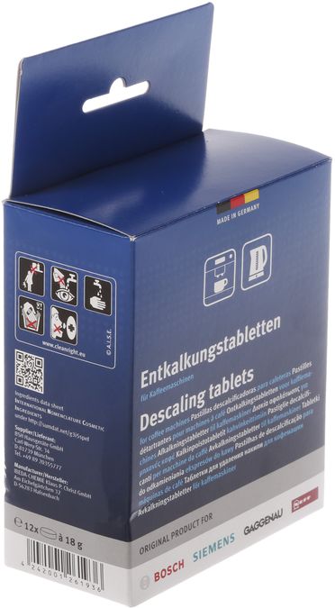 Descaling tablets for coffee machines, kettles, and hot water dispensers - 12 tablets 00311893 00311893-3
