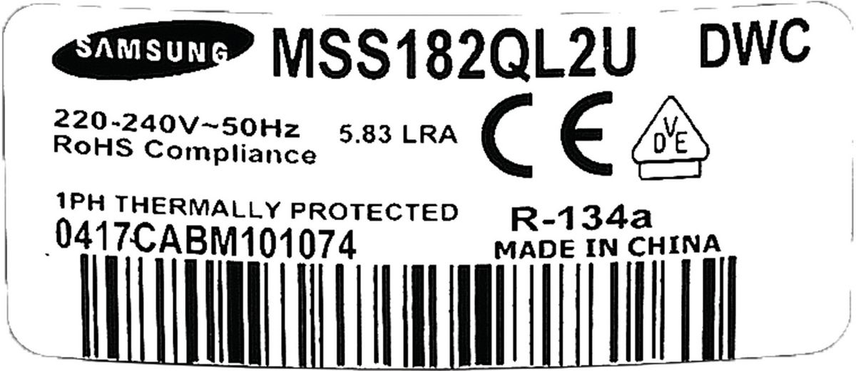 Compressor MK183Q-L2U 220-240V-50HZ 134a Substituted by MSS182QL2U 50Hz 00144498 00144498-2