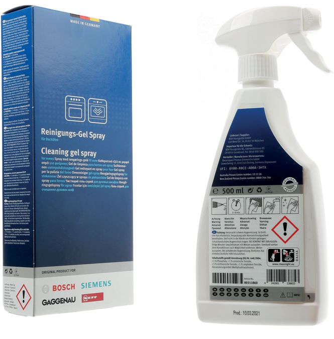 Produit de nettoyage Spray nettoyant pour fours, fours vapeur et fours avec fonction micro-ondes. 00311860 00311860-4