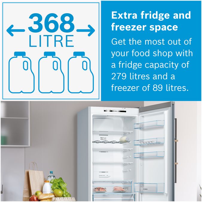 Series 4 Free-standing fridge-freezer with freezer at bottom 203 x 60 cm Inox-look KGN39VLEBG KGN39VLEBG-11