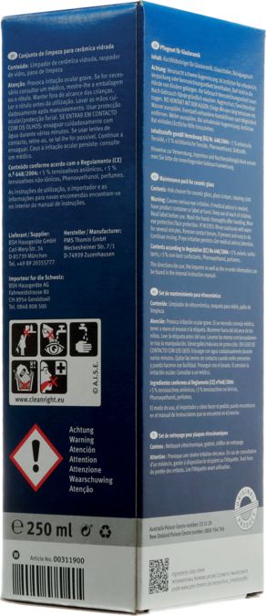 Detergente per vetroceramica Kit di pulizia specifico per piani cottura in vetroceramica. Sustituta de 00311502 00311900 00311900-3