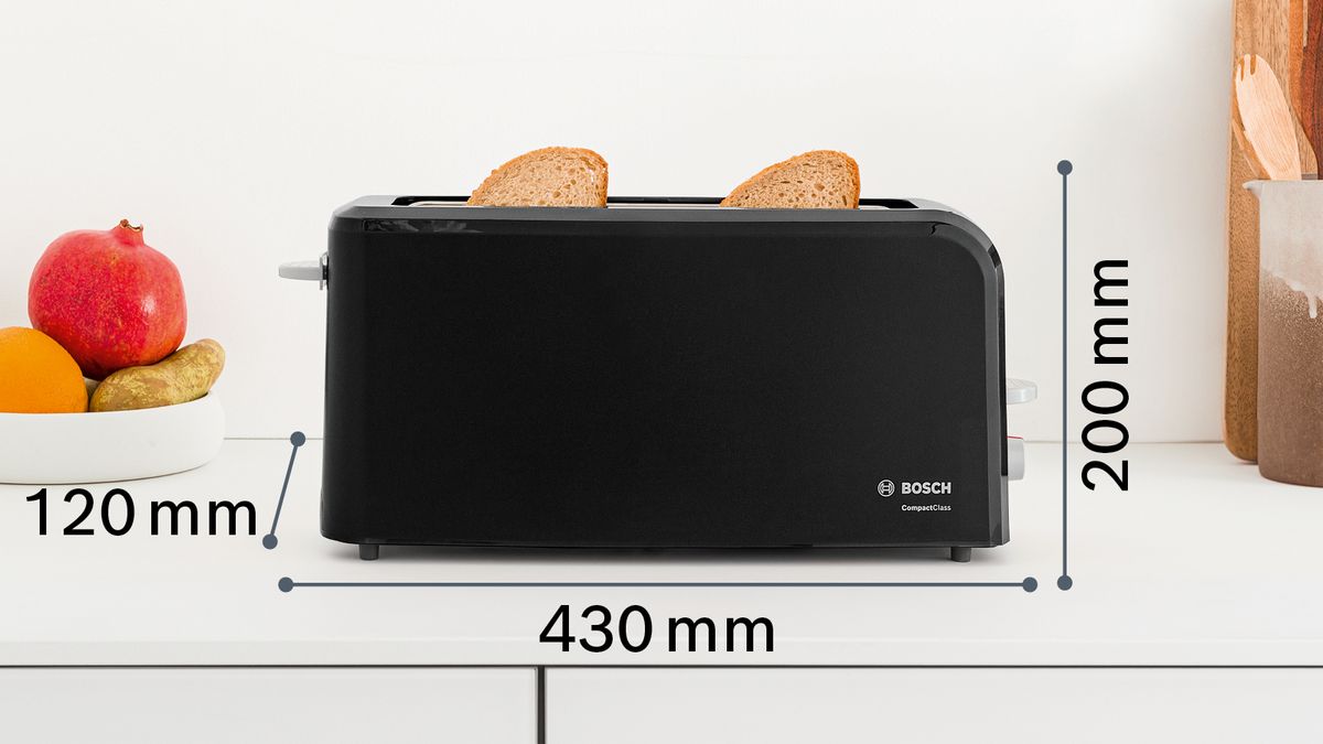 Langschlitz Toaster CompactClass Schwarz TAT3A003 TAT3A003-4