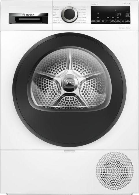 Sèche-linge pompe à chaleur Bosch WQG233D0FR SER6 - 8 kg, blanc (via ODR  100€) –