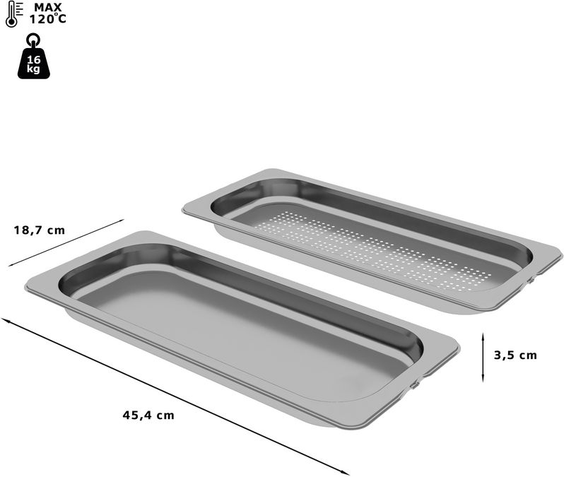 2 steam container (punched/unpunched)  35 x 454 x 187 mm dishwasher suitable HEZ66D52 HEZ66D52-2