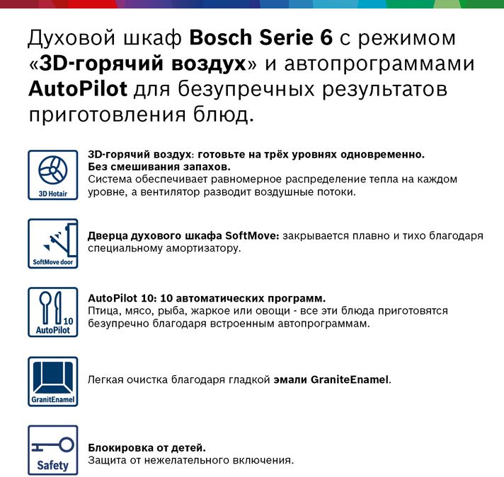 Электрический духовой шкаф bosch hbg516bw0r