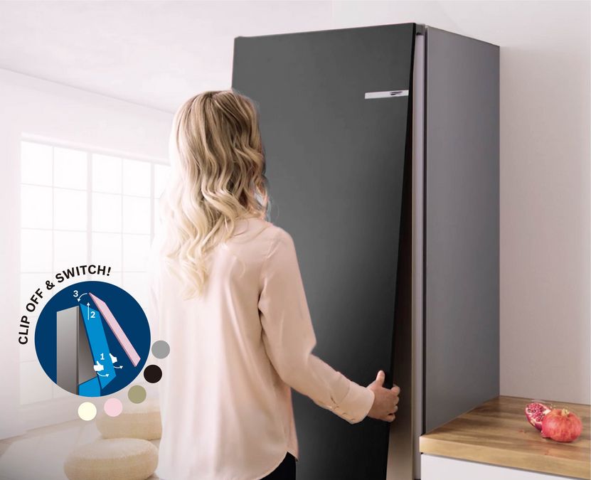 Freestanding bottom freezer and exchangeable colored door front KGN36IJ3CK + KSZ3AVZ00 KVN36CZEA0 KVN36CZEA0-2