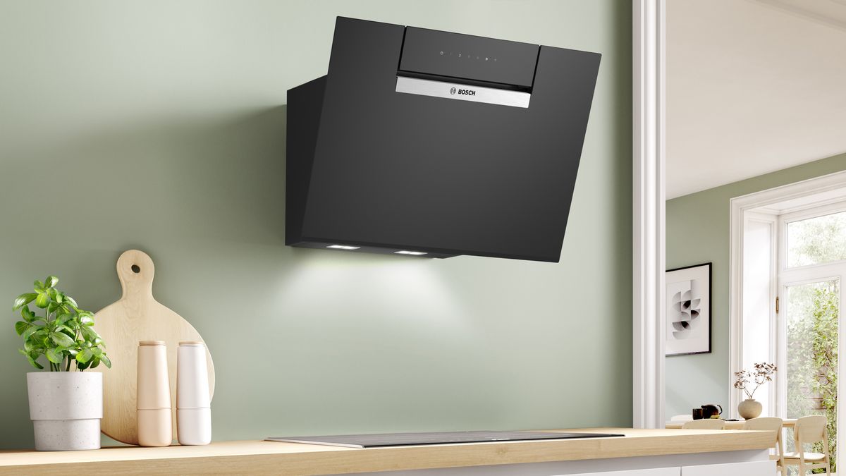 Series 4 Wall-mounted cooker hood 60 cm clear glass black printed DWK67FN60B DWK67FN60B-3