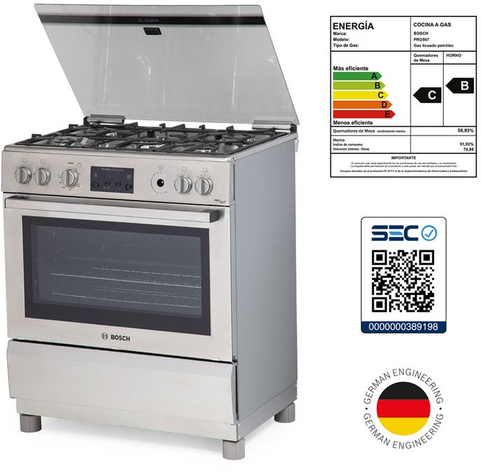 Serie 6 Cocina de gas de libre instalación PRO567 IX Acero inoxidable HSK75I45SE HSK75I45SE-8