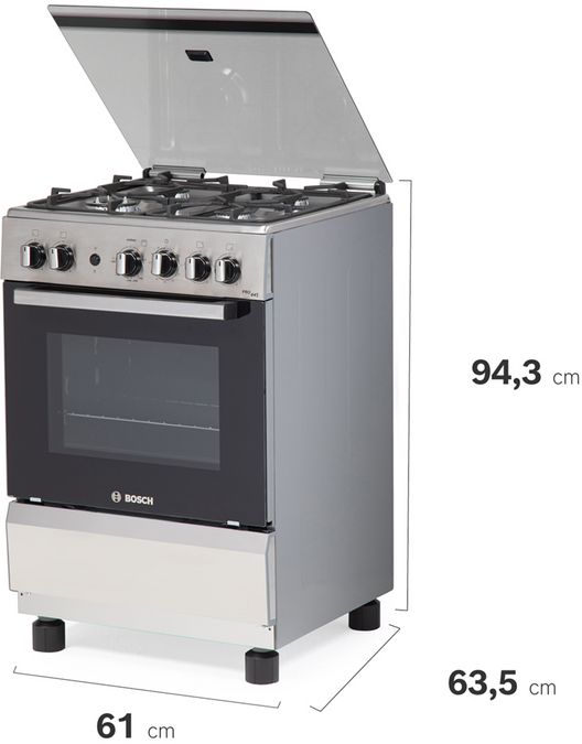 Serie 4 Cocina de gas de libre instalación PRO445-B IX Gris claro HSG45I21SE HSG45I21SE-8