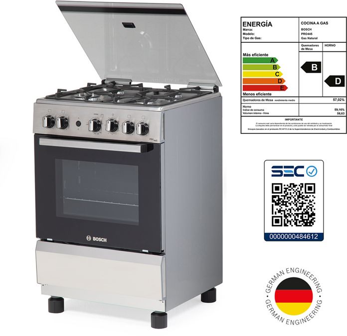 Serie 4 Cocina de gas de libre instalación PRO445-B IX Gris claro HSG45I21SE HSG45I21SE-9