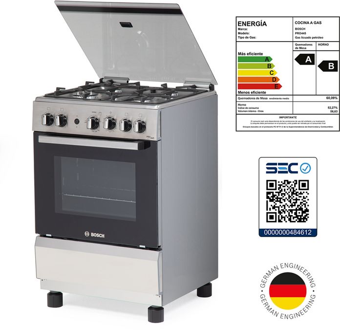 Serie 4 Cocina de gas de libre instalación PRO445-B IX Gris claro HSG45I21SE HSG45I21SE-7