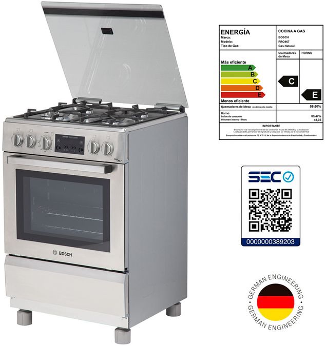 Serie 6 Cocina de gas de libre instalación PRO467 IX Acero inoxidable HSG75I42SE HSG75I42SE-9