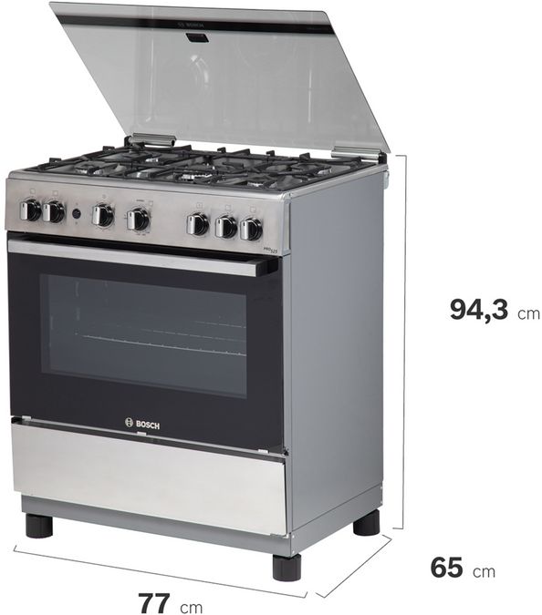 Serie 2 Cocina de gas de libre instalación PRO525-B IX Acero inoxidable HSK45I20SE HSK45I20SE-7