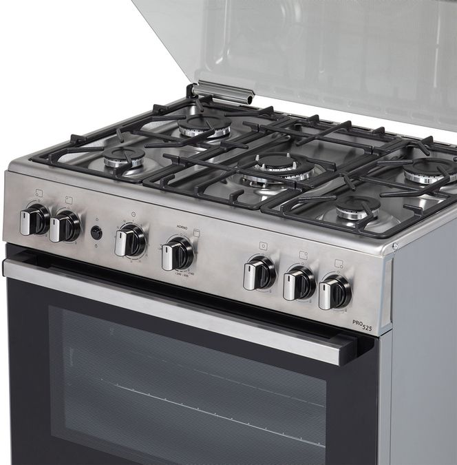 Serie 2 Cocina de gas de libre instalación PRO525-B IX Acero inoxidable HSK45I20SE HSK45I20SE-5