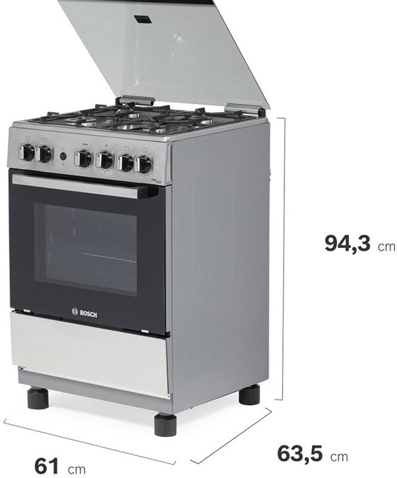 Serie 2 Cocina de gas de libre instalación PRO425 IX Gris claro HSG15I22SE HSG15I22SE-8